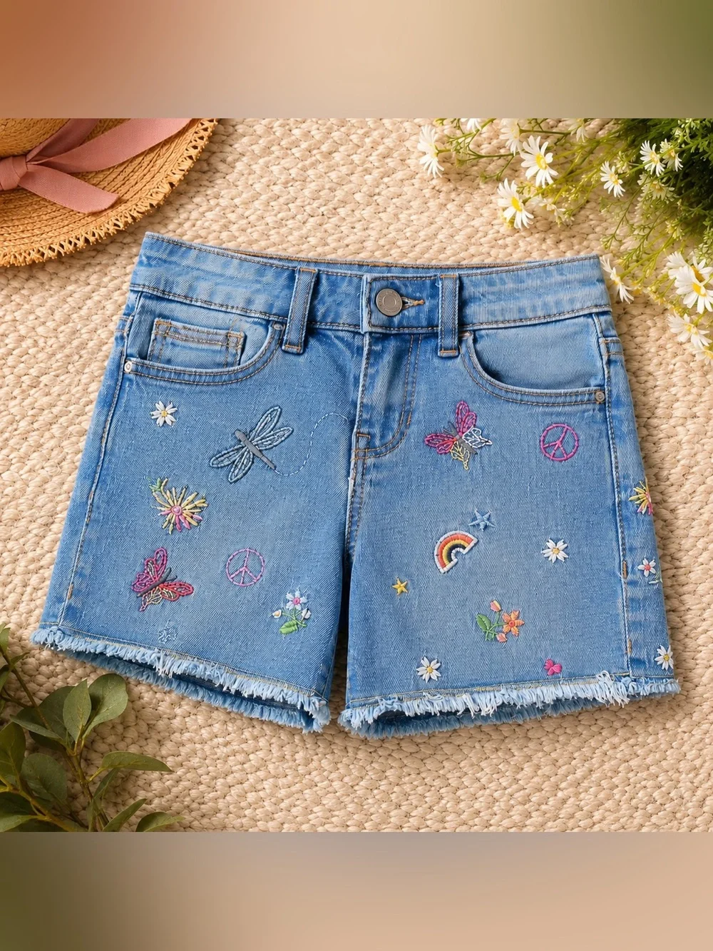 Girls Size 7 Summer Set | Choose Kindness Tee + GAP Shorts + Hair Clip